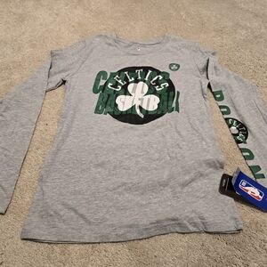 NBA Gray and Green Long Sleeve Tee